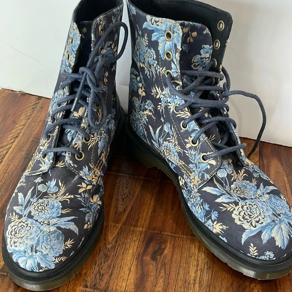 Doc Martens Blue Floral Boots